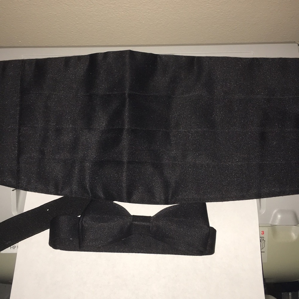Black Bow Tie Cummerbund Formal Accessory Set